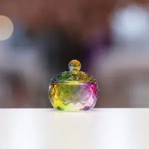 20672.1- VASO CON TAPA VIDRIO TORNASOL NARANJA