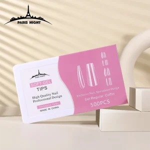 20750.3- TIPS SOFT GEL COFFIN *500 EN CAJA TRANSPARENTE